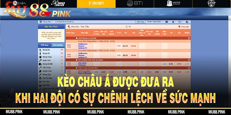 Kèo châu Á được đưa ra khi hai đội có sự chênh lệch về sức mạnh